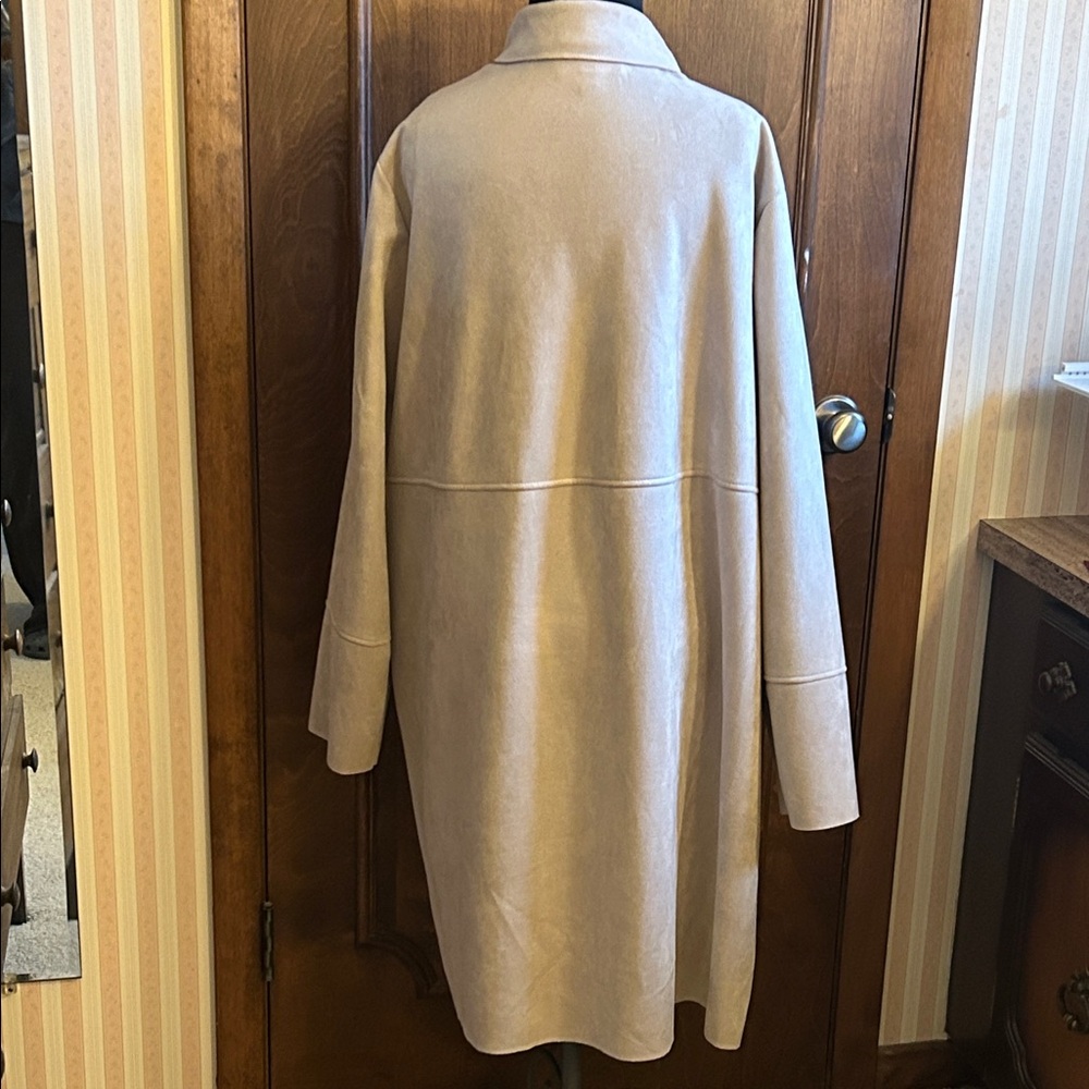 Women's Cream Suede Coat - Picture 2 of 3